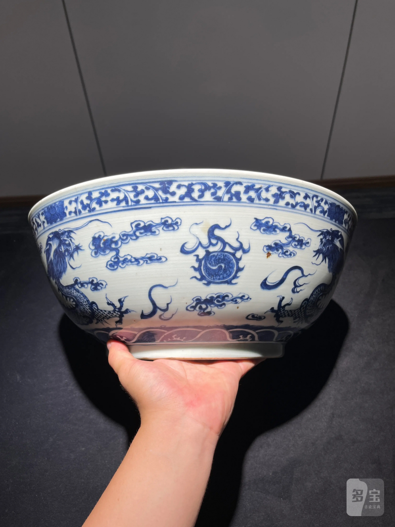 清晚期 青花龙纹大碗 - 图3